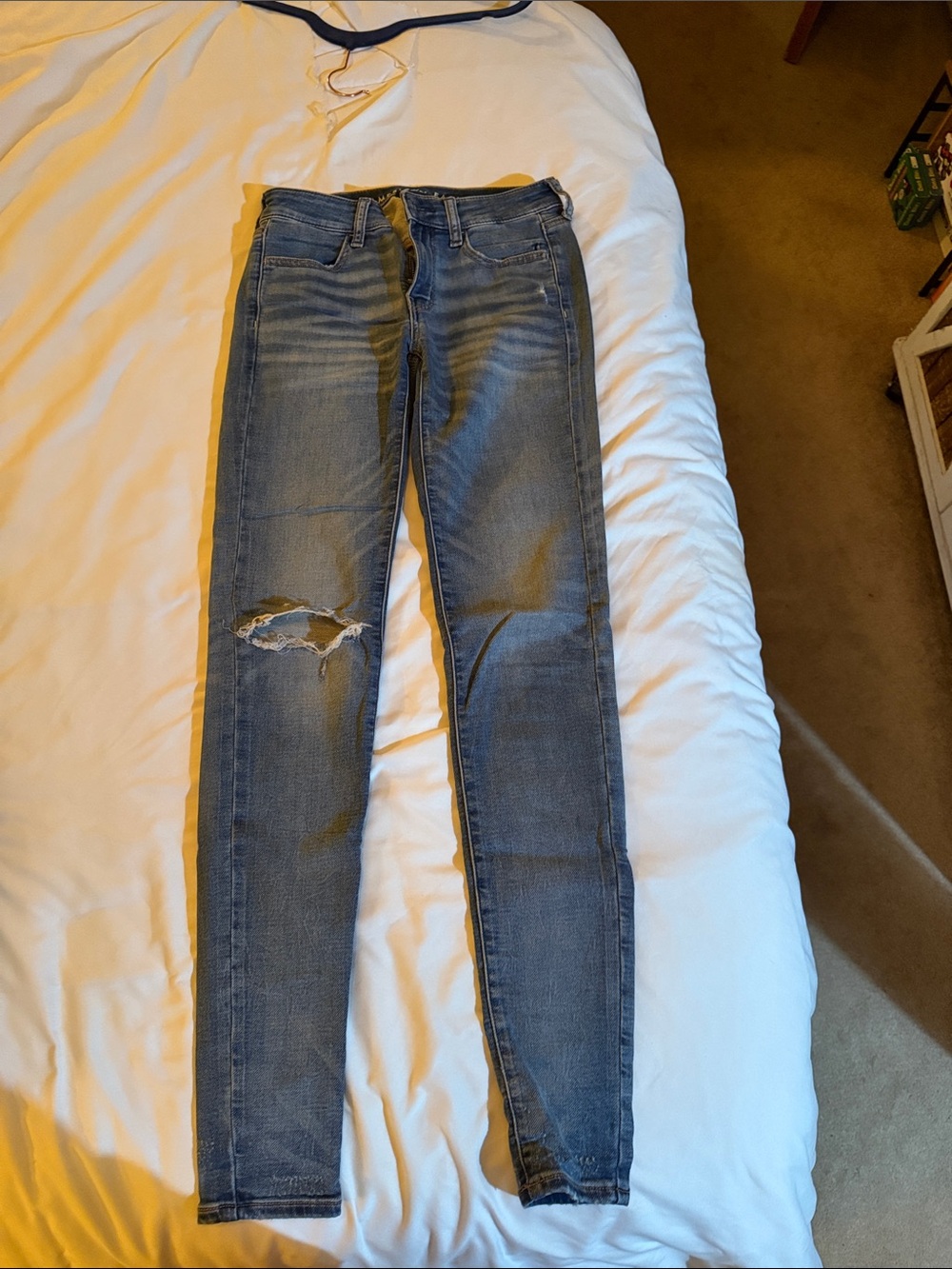 American Eagle Outfitters Light Blue Ripped Skinny Jeans